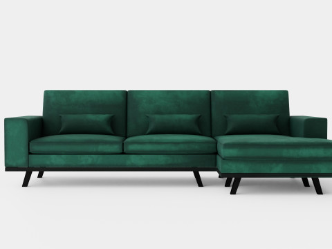 Copenhagen Divan Sofa Right Velvet Green Model 3D