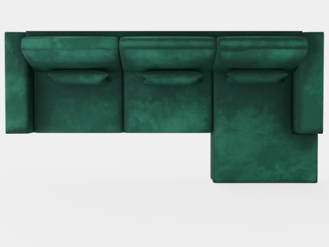 Copenhagen Divan Sofa Right Velvet Green Model 3D