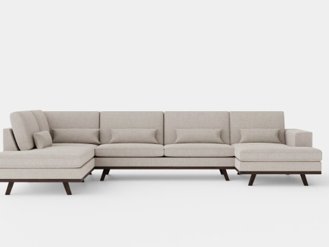 Copenhagen U Sofa Left Linen beige Modello 3D