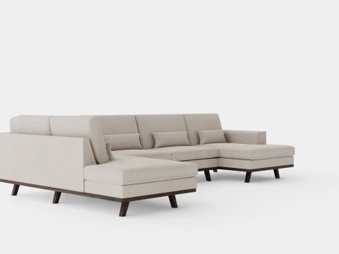 Copenhagen U Sofa Left Linen beige 3D Model