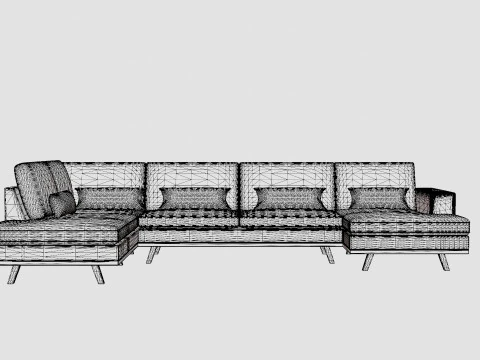 Copenhagen U Sofa Left Linen beige 3D Model