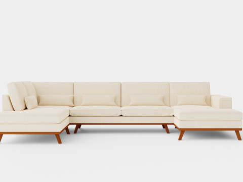 Copenhagen U Sofa Left Velvet 3D Model