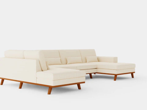 Copenhagen U Sofa Left Velvet 3D Model