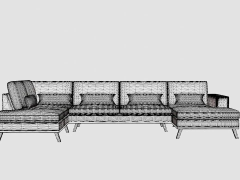 Copenhagen U Sofa Left Velvet 3D Model