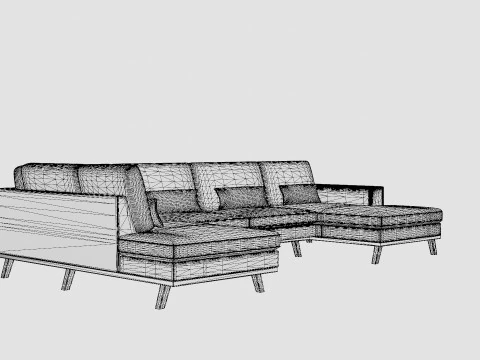Copenhagen U Sofa Left Velvet 3D Model