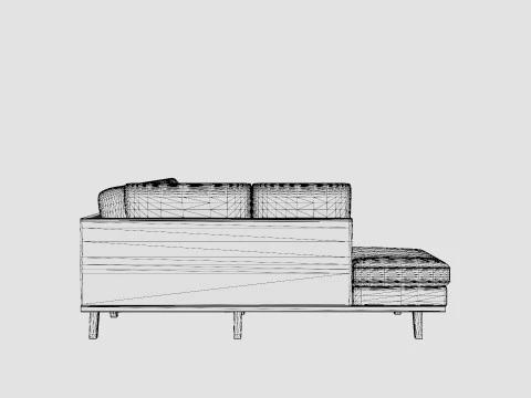 Copenhagen U Sofa Left Velvet 3D Model