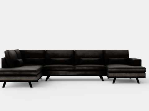 Copenhagen U Sofa Left Velvet Gray 3D Model