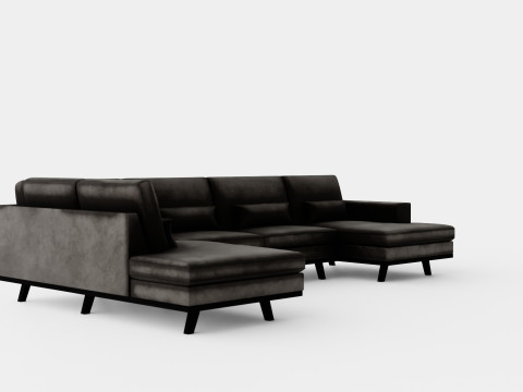 Copenhagen U Sofa Left Velvet Gray Model 3D