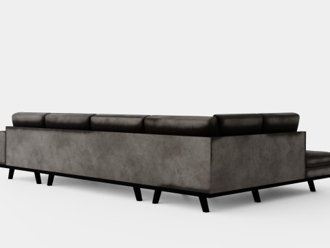 Copenhagen U Sofa Left Velvet Gray Model 3D