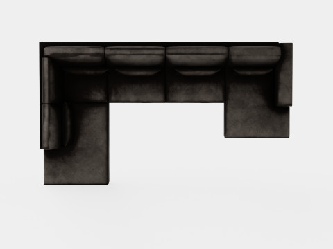 Copenhagen U Sofa Left Velvet Gray Model 3D