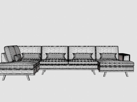 Copenhagen U Sofa Left Velvet Gray Model 3D