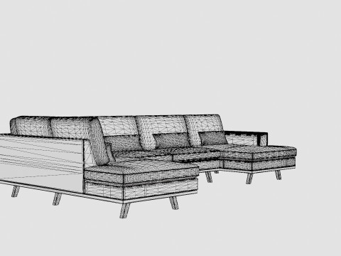 Copenhagen U Sofa Left Velvet Gray Model 3D