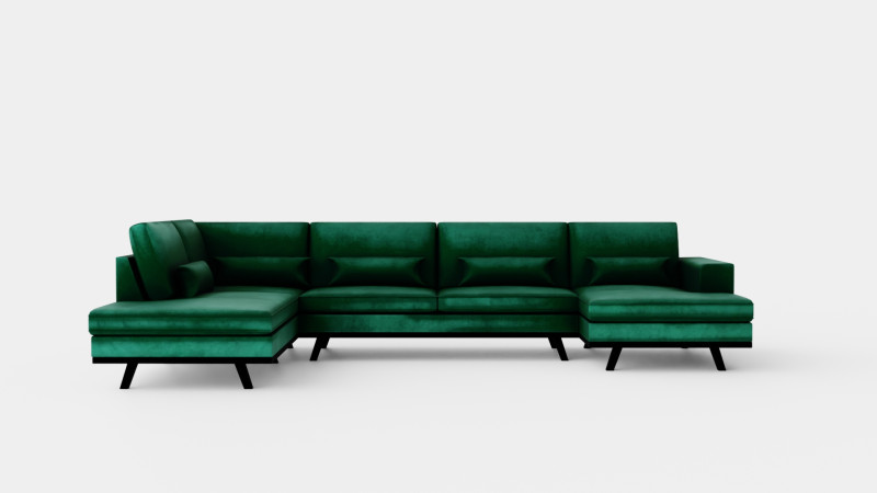 Copenhagen U Sofa Left Velvet Green 3D मॉडल .c4d .max .obj .3ds .fbx .stl .blend