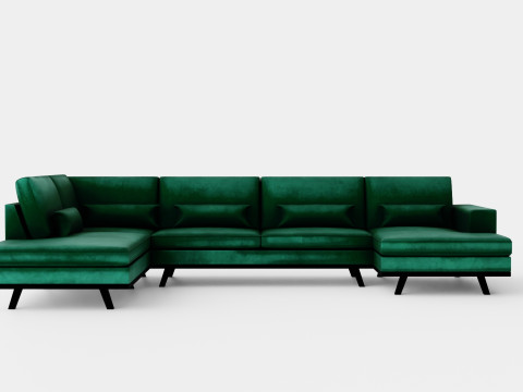 Copenhagen U Sofa Left Velvet Green 3D Model