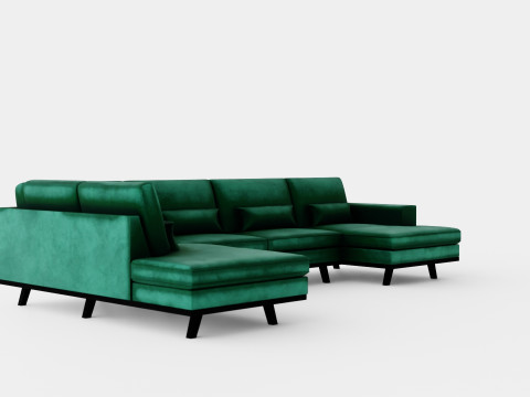 Copenhagen U Sofa Left Velvet Green 3D मॉडल