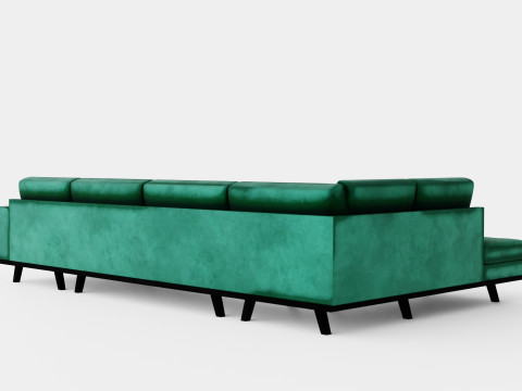 Copenhagen U Sofa Left Velvet Green 3D मॉडल