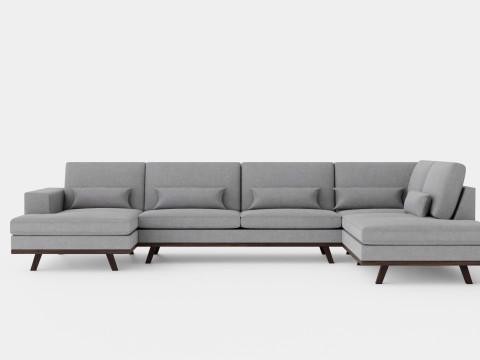 Copenhagen U Sofa Right Linen Grey 3D Model