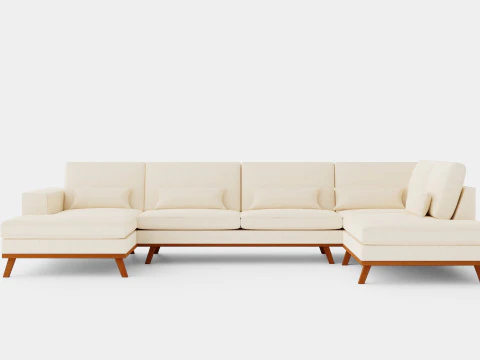 Copenhagen U Sofa Rechts Samt 3D Modell