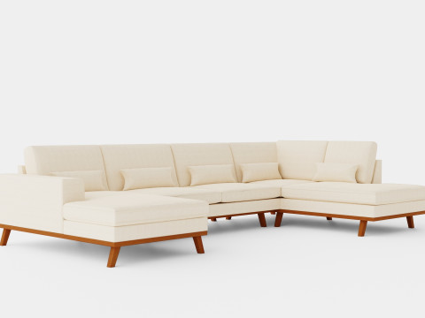 Copenhagen U Sofa Right Velvet 3D 模型