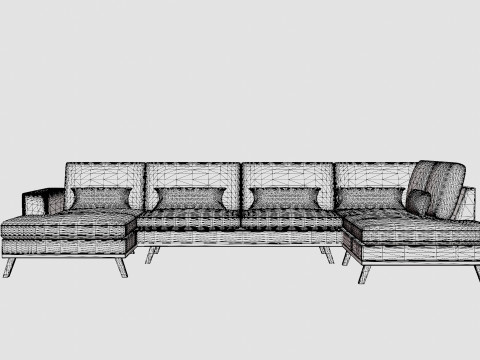 Copenhagen U Sofa Right Velvet 3D 模型
