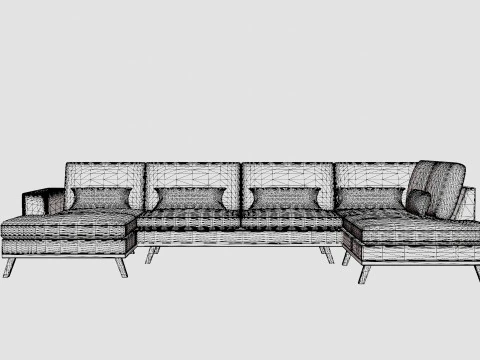 Copenhagen U Sofa Right Velvet 3D Model