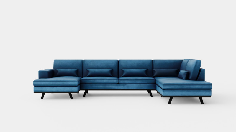 Copenhagen U Sofa Right Velvet Blue 3D 模型 .c4d .max .obj .3ds .fbx .stl .blend 
