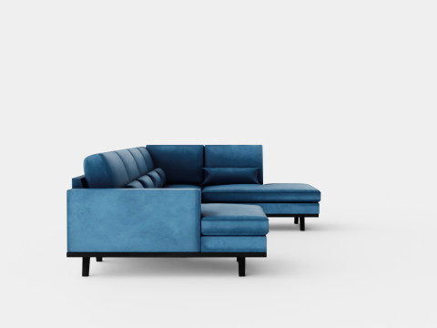 Copenhagen U Sofa Right Velvet Blue 3D 模型