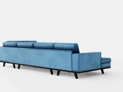 Copenhagen U Sofa Right Velvet Blue 3D 模型