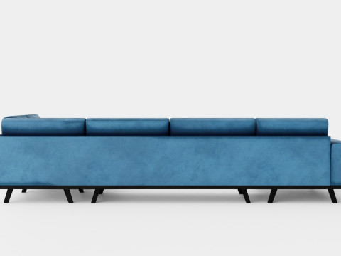 Copenhagen U Sofa Right Velvet Blue 3D 模型