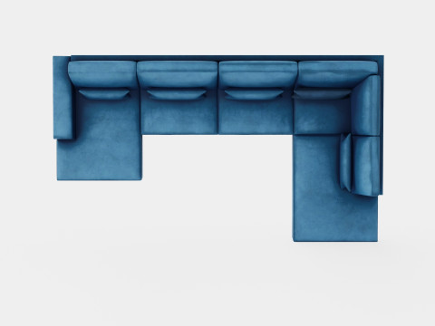 Copenhagen U Sofa Right Velvet Blue 3D 模型
