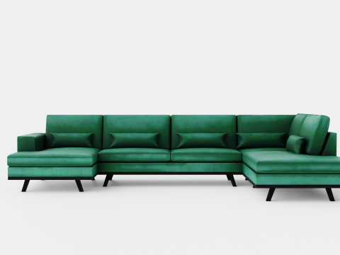 Copenhagen U Sofa Right Velvet Green 3D Model