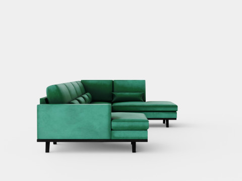 Copenhagen U Sofa Right Velvet Green 3D Model