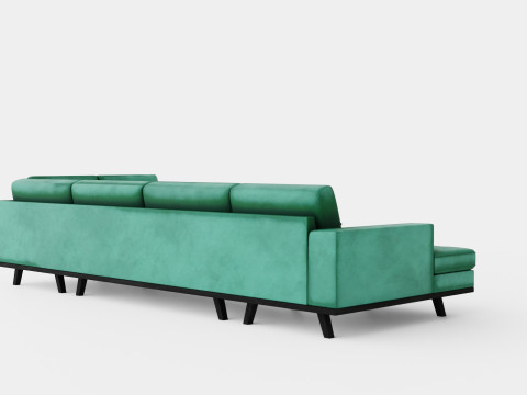 Copenhagen U Sofa Right Velvet Green 3D Model