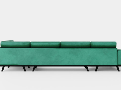 Copenhagen U Sofa Right Velvet Green 3D Model