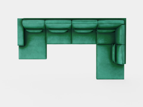 Copenhagen U Sofa Right Velvet Green 3D Model