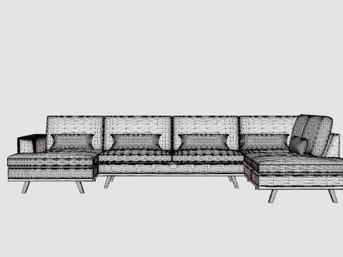 Copenhagen U Sofa Right Velvet Green 3D Model