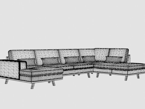 Copenhagen U Sofa Right Velvet Green 3D Model