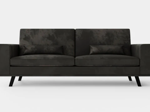 Копенгаген Бархатный Диван 3-местный Серый 3D Модель