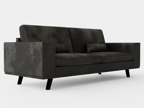 Copenhagen Velvet Sofa 3 Seater Gray Modelo 3D