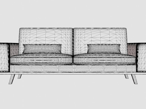 Copenhagen Velvet Sofa 3 Seater Gray Modelo 3D