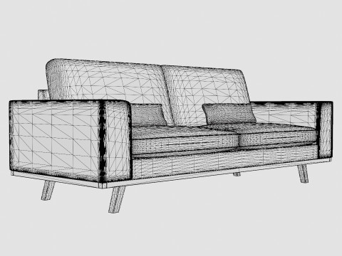 Copenhagen Velvet Sofa 3 Seater Gray Modelo 3D