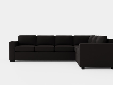 Crazy Corner Sofa Large Reversible Black Artificial Leather 3D Model