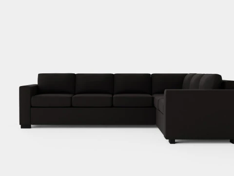 Sof&aacute; esquinero Crazy grande reversible de cuero artificial negro Modelo 3D