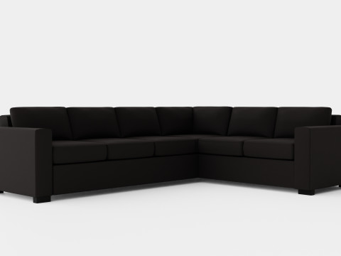 Crazy Corner Sofa Large Reversible Black Artificial Leather Modelo 3D