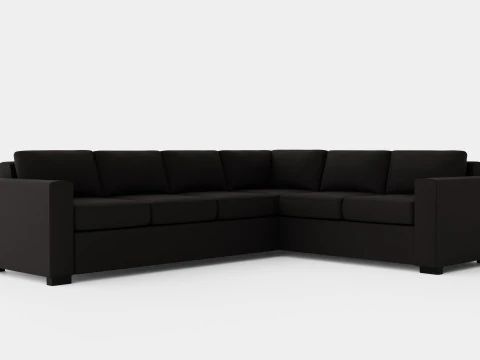 Crazy Corner Sofa Large Reversible Black Artificial Leather 3D Model