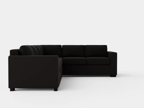 Crazy Corner Sofa Large Reversible Black Artificial Leather 3D Model