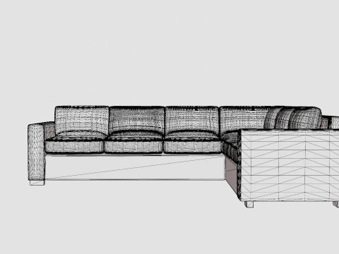 Crazy Corner Sofa Large Reversible Black Artificial Leather 3D Model