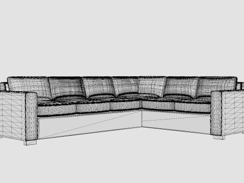 Crazy Corner Sofa Large Reversible Black Artificial Leather 3D Model