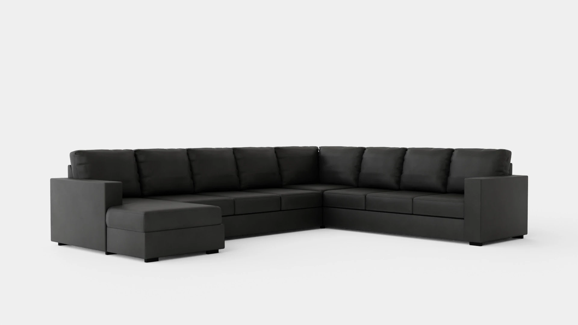 Crazy Corner Sofa Xxl Left Black Artificial Leather 3D Model .c4d .max .obj .3ds .fbx .stl .blend 