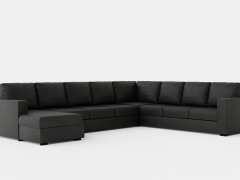 Crazy Corner Sofa Xxl Left Black Artificial Leather 3D Model